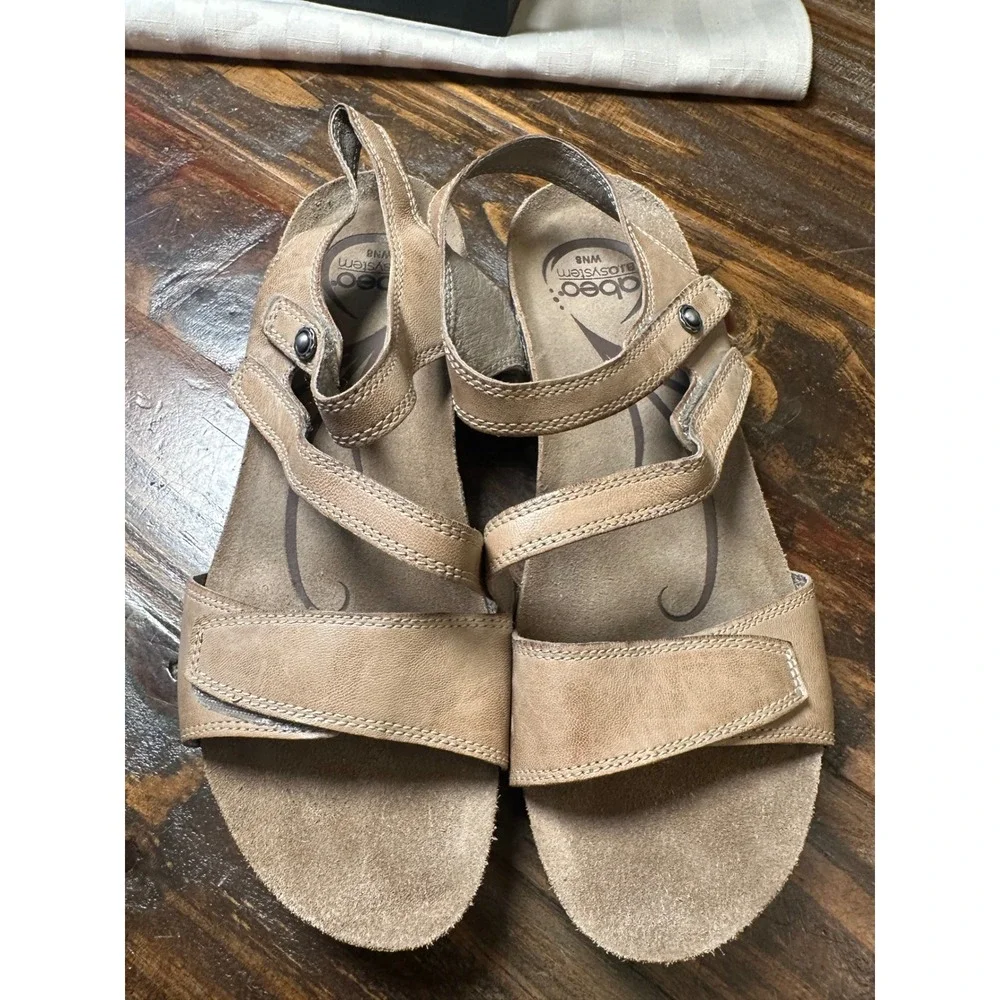Abeo Quartz B.I.O.system Sandals Tan Leather Wedge Strappy Womens 8N A8Q52670